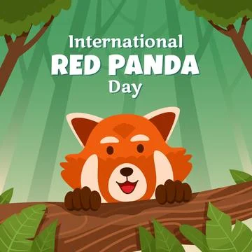 Red Panda Behind Tree Branch Stock Illustration