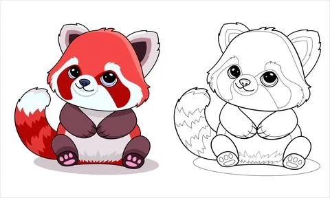 Red panda childrens coloring vector Stock Illustration