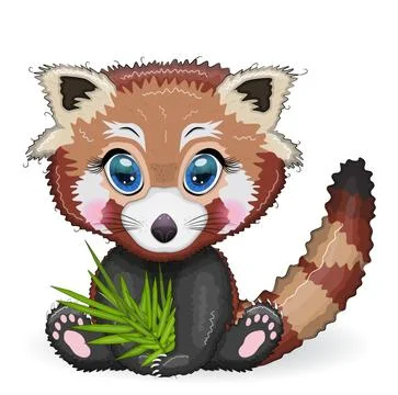 Red panda, cute character with beautiful eyes, bright childish style. Rare an Illustrazione stock