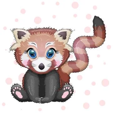 Red panda, cute character with beautiful eyes, bright childish style. Rare an Illustrazione stock
