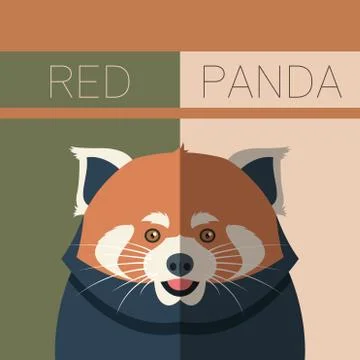Red Panda flat postcard Stock Illustration
