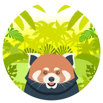 Red Panda on the Jungle Background Stock Illustration