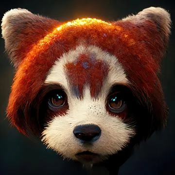 Red Panda Portrait, dynamic lighting Stock Illustration