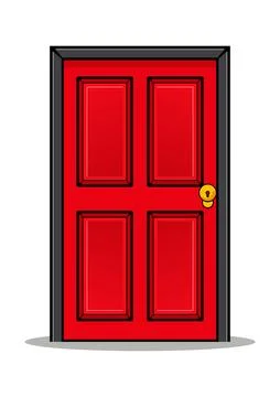 Red Panel Front Door Cartoon Vector Icon Isolated on White Background Stock Illustration