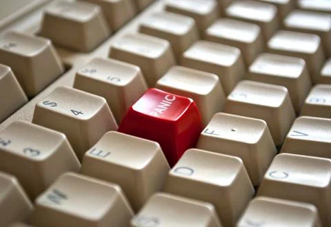 Red Panic button close-up Stock Photos