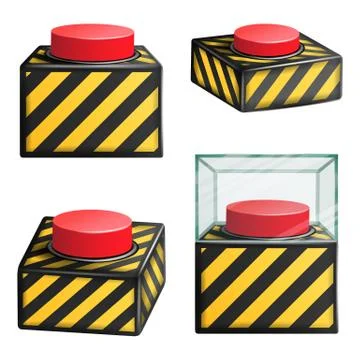 Red Panic Button Set Isolated Vector. Red Alarm Shiny Button Illustration Stock Illustration