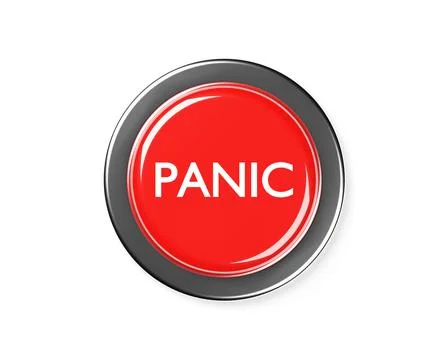 Red panic push button over white background, emergency, security or safety co Stock Illustration