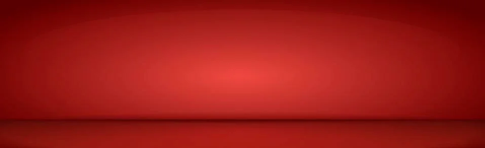 Red panoramic studio background with white glow Illustrazione stock