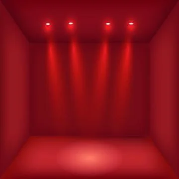 Red panoramic studio background with white glow Illustrazione stock