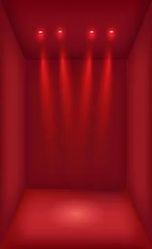Red panoramic studio background with white glow Illustrazione stock