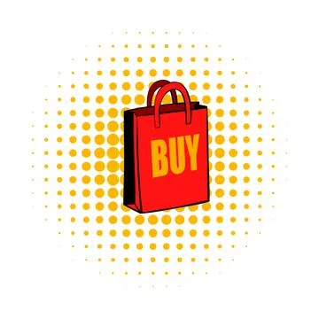 Red paper bag comics icon Stock-Illustration