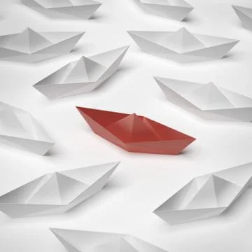 Red paper boat Illustrazione stock