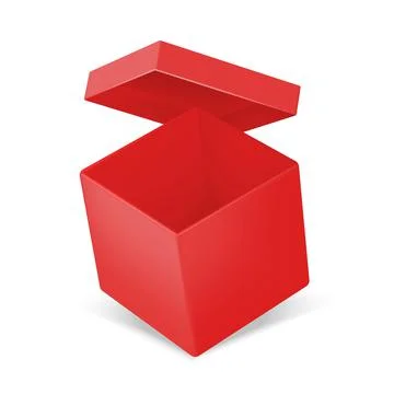 Red paper box. Realistic open package mockup. 3D empty surprise container イラスト素材