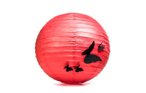Red paper chinese lantern on white background Stock Photos