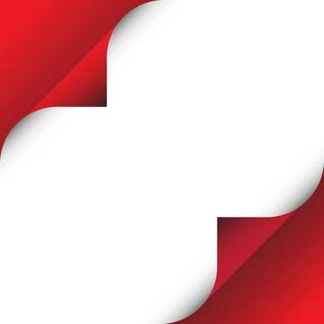 Red paper corner curl isolated on white background Stock Illustration