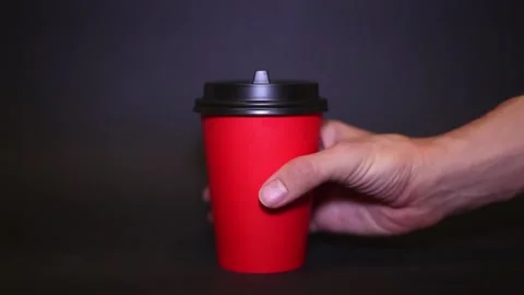Red paper Cup for coffee and cappuccino. Stock Footage 122371003