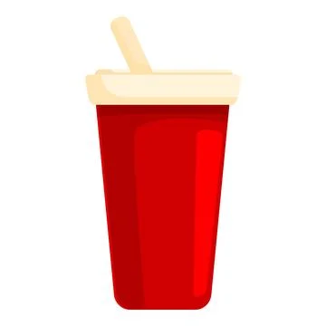Red paper cup with straw containing soda, juice or soft drink Stock Illustration