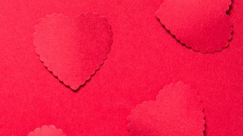 Red paper cut hearts pattern animated motion graphic Stock Footage 123222185
