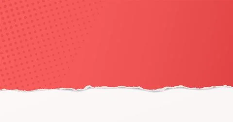 Red paper with dotted pattern, torn edge and soft shadow is on white background Stock Illustration
