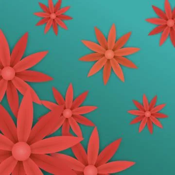 Red paper flowers wallpaper Stock Illustration