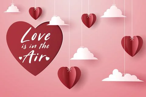 Red paper heart and empty red paper heart card, Valentine's day, Birthday, An Stock Illustration