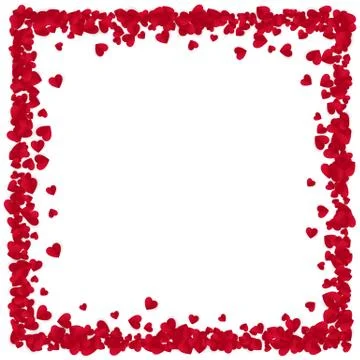 Red Paper Heart Frame Background. Valentine's Day romantic background. Heart  Stock Illustration