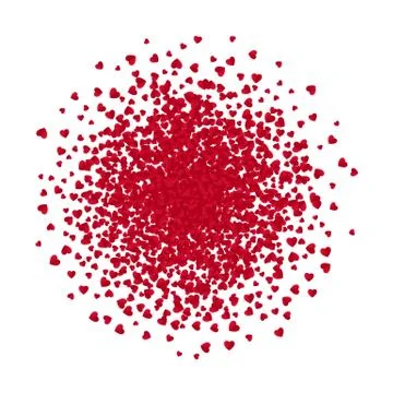 Red paper heart shape confetti. Vector illustration isolated on white backgro Stock Illustration
