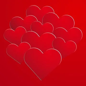 Red paper hearts on background Stock Illustration