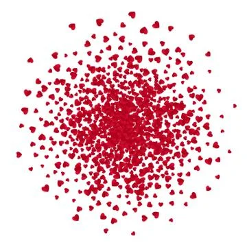 Red paper hearts confetti. Vector illustration isolated on white background Stock Illustration