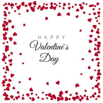 Red Paper Hearts Frame Background. Design for Valentine's Day or Weddings and Stock Illustration