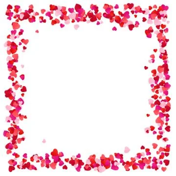 Red Paper Hearts Frame Background. Hearts Frame with space for Text. Romantic Stock Illustration