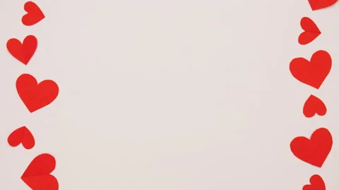 Red paper hearts frame stop motion for valentine concept with copy space Stock Footage 169060767