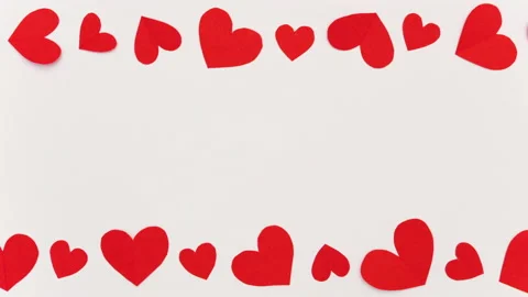 Red paper hearts frame stop motion for valentine and love concept with copyspace Stock Footage 169061043