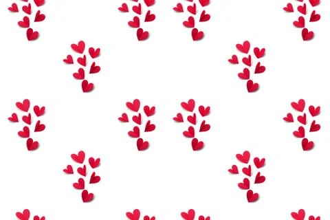 Red paper hearts on white background concept of Valentine's day Stock Photos