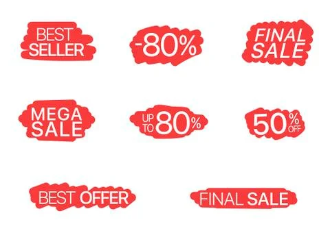 Red paper label set Stock Illustration