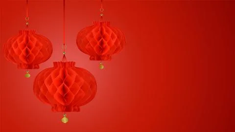 Red Paper Lanterns Composition. Eco frendly holiday decorations Stock Illustration