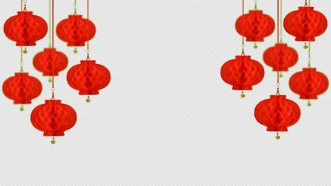 Red Paper Lanterns. Looping Animation with Alpha channel Stock Footage 147349556