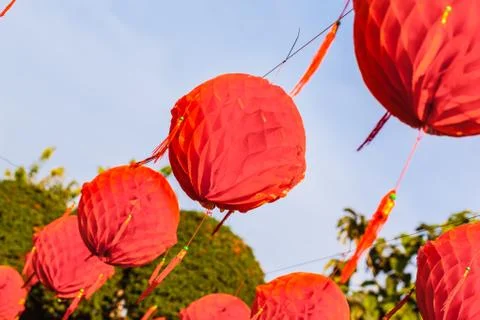 Red paper lanterns Stock Photos