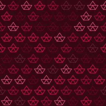 Red Paper Ship Pattern on Red Background Stock Illustration