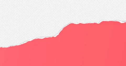 Red paper with torn edges and soft shadow is on white squared background for Stock Illustration