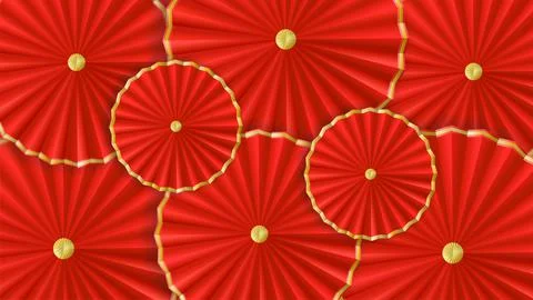 Red paper umbrellas abstract vector background in asian style Stock Illustration