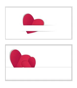 Red paper vector hearts in an envelope, valentine for valentines day. Simple Stock Illustration