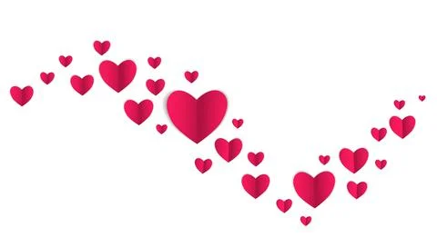 Red paper vector hearts in an envelope, valentine for valentines day. Card Stock Illustration