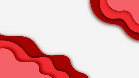 Red papercut background frame with fluid dynamic waves cut out 3d layer eff.. Stock Illustration