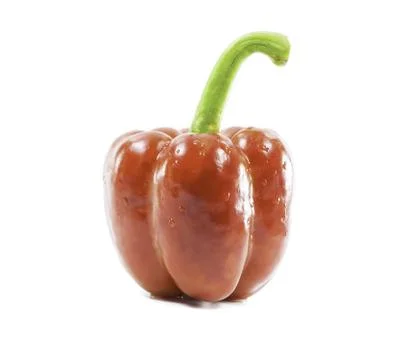Red paprika isolate on white background with drops of water Stock Photos