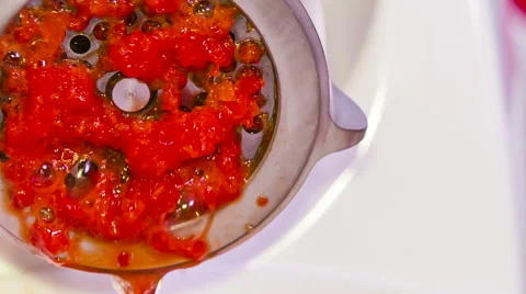 Red Paprika In Minced Machine Stock Footage 46240334