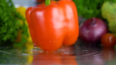 Red Paprika On the Table Stock Footage 85179678