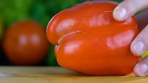 Red Paprika On the Table. Stock-Footage 85226311