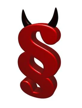 Red paragraph symbol with devil horns - 3d illustration Stock Illustration