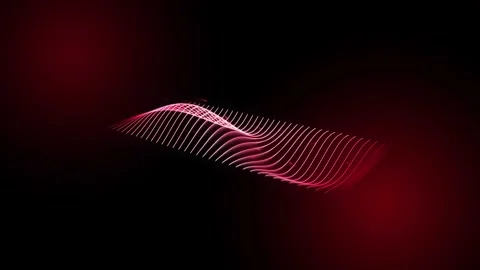 Red Parametric Line Wave Ribbon and Glowing Sound Frequency Loop Stock Footage 345254666